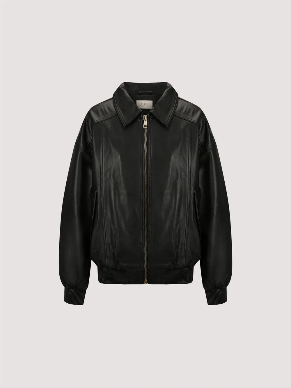 DISSH HUTTON BLACK LEATHER BOMBER JACKET - 6 / BLACK - Picture 2 of 5